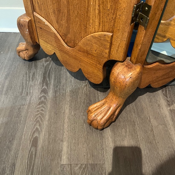 RARE Vintage Pulaski Solid Golden Oak Vanity Mirror Screen/ Room Divider - Picture 2 of 3